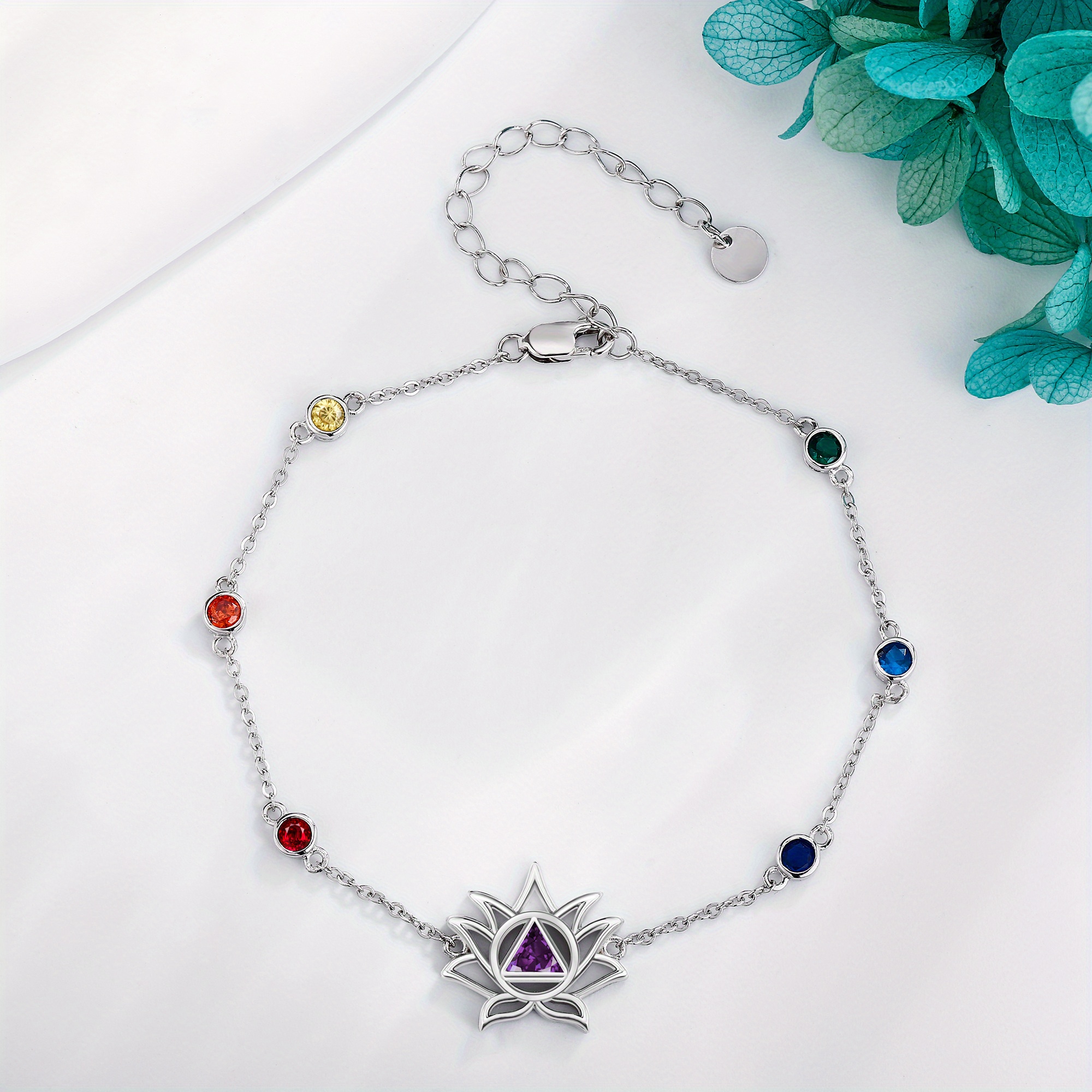 Women's Sterling Silver Lotus Flower Sobriety Bracelet, Gift Idea